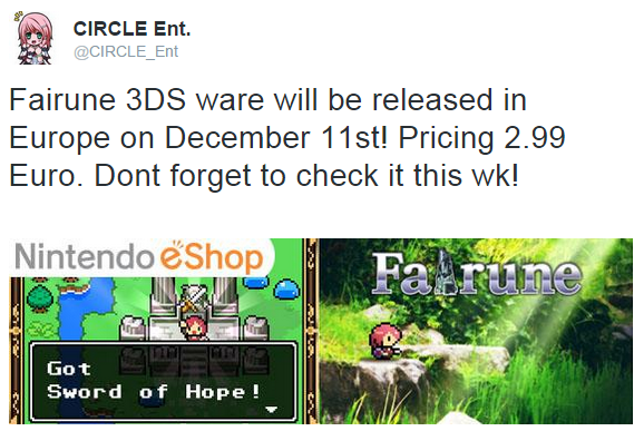 Fairune, lo nuevo de Circle Entertainment, llegará el 11 de Diciembre a la eShop