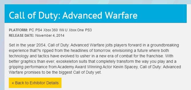 [Act] La web del E3 lista Call of Duty: Advance Warfare para Wii U
